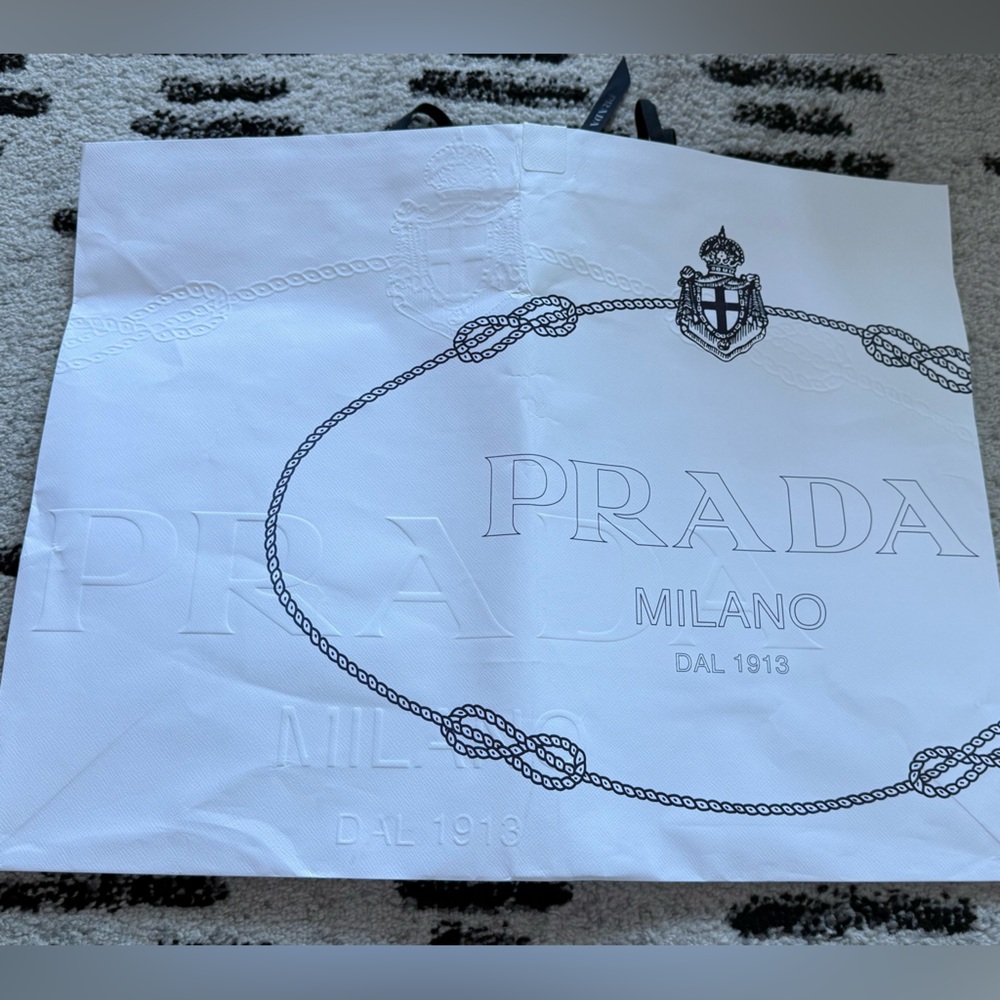 Prada White Logo Shopping Bag